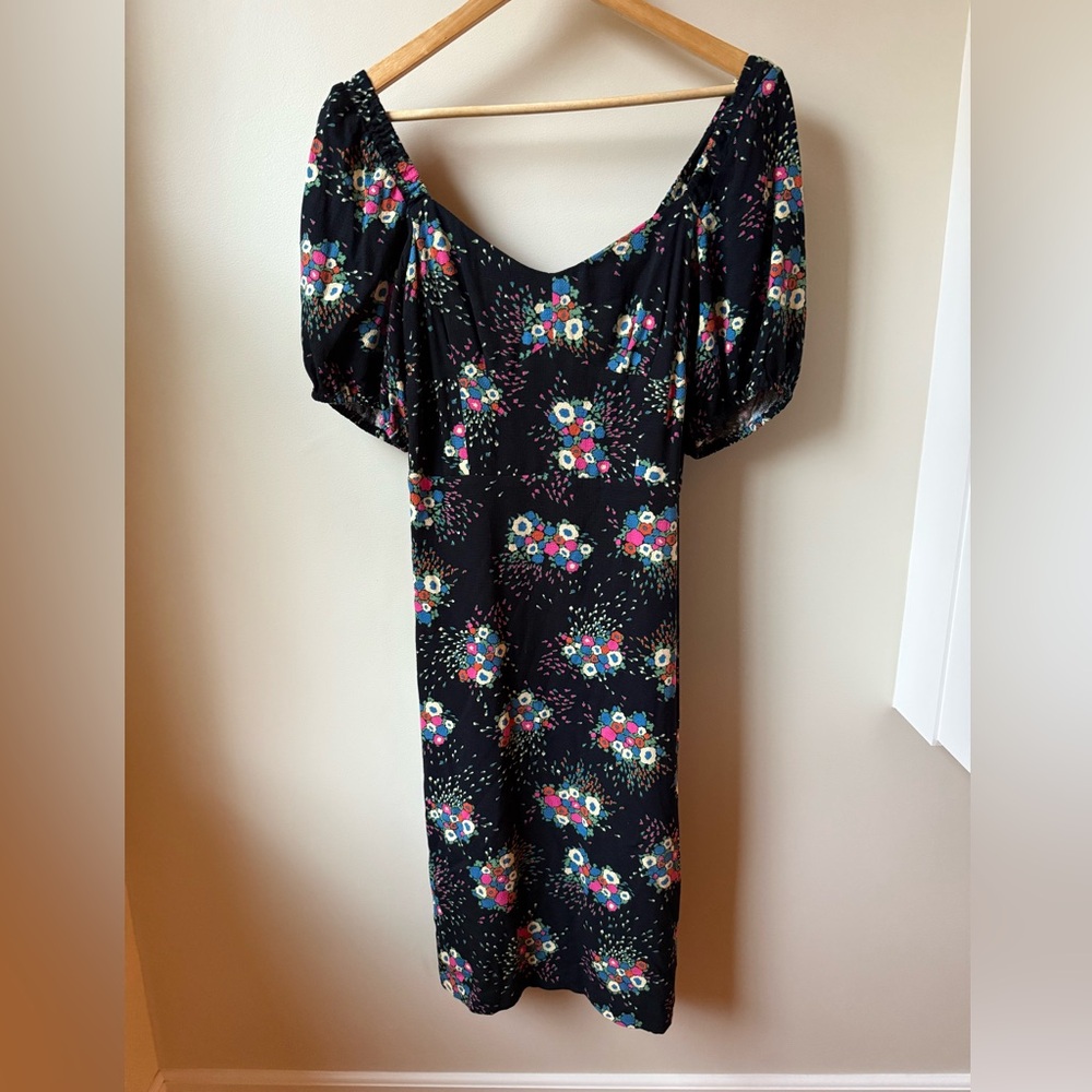 ANTHROPOLOGIE Scarletta Sweetheart Dress Black Floral Romantic Coquette Dainty 6